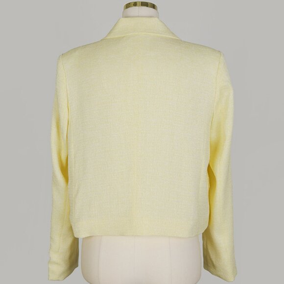 NWT Ode Butter Yellow Tweed Silver Button Cropped Light Blazer - Picture 5 of 8